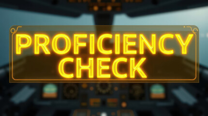 Obraz premium Proficiency Check Sign Displayed in Aircraft Cockpit Settings