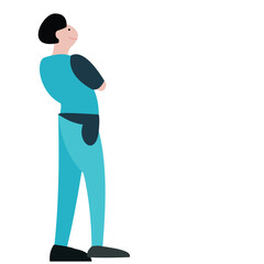 Vector illustration of flat design of man wearing technician uniform.