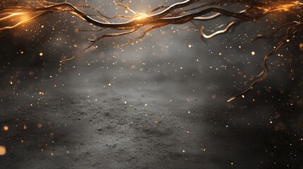 Luxurious black and gold leaves background, elegant festive design for celebrations events