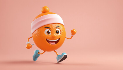 Fototapeta premium 3d cartoon orange running 