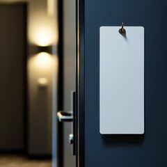 A blank door hanger with a smooth finish, ready for hotel branding.