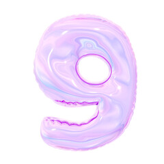 3D Purple Balloon Number 9 Set for Celebrations	