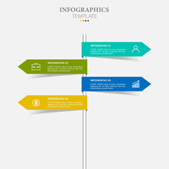 Infographic timeline report template with 4 option icons