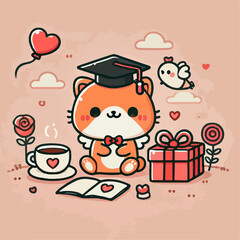 Naklejka premium Illustration of birthday card with child