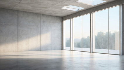 Fototapeta premium A Stylish Empty Room Interior Featuring Concrete Walls and Minimalist Design