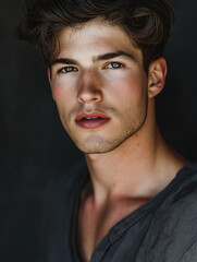 Obraz premium Young man with expressive gaze in studio setting