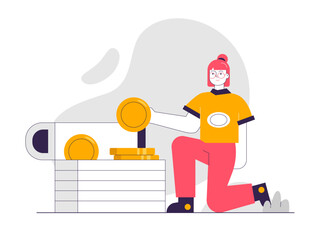 Money saving illustrations. Investment illustrations. Flat vector illustrations