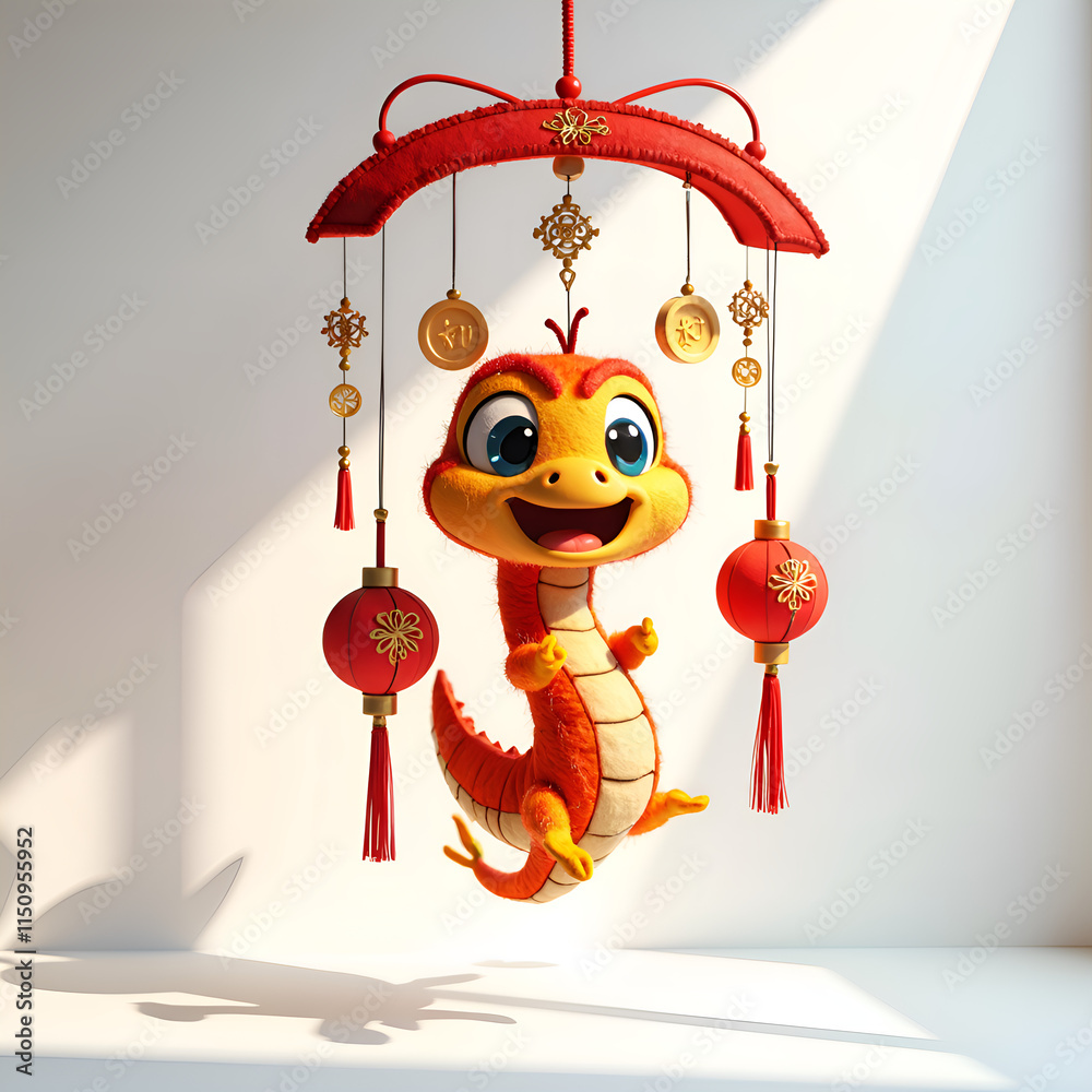 Canvas Prints whimsical dragon mobile toy bringing joy and wonder to any space, 3d rendering of character design c