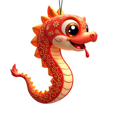 Fototapeta premium Whimsical dragon ornament with playful expressions and vibrant designs for cheerful decor, digital illustration of cartoon character concept.
