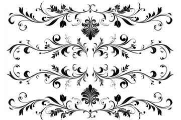 Elegant black flourish design with intricate floral patterns and swirls, perfect for decorative purposes, invitations, and artistic projects.