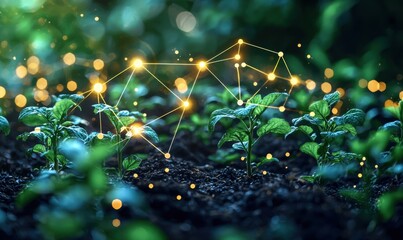 Yield farming visualization in lush greenery