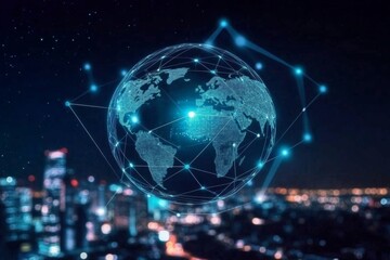 Obraz premium Emphasis on a digital landscape highlighting modern business integration.