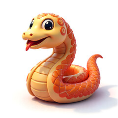 Fototapeta premium A vibrant cartoon snake character with playful expression and colorful design, digital art of character design concept.