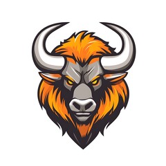Fototapeta premium Aggressive Bison Head Logo. Concept of Strength, Power, and Wildness.