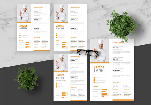 Orange And White Resume Chef