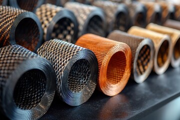 High-tech woven composites display industrial showroom