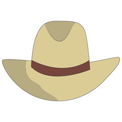 Wild West Cowboy Hat Illustration with Flat Cartoon Style. Isolated on White Background.