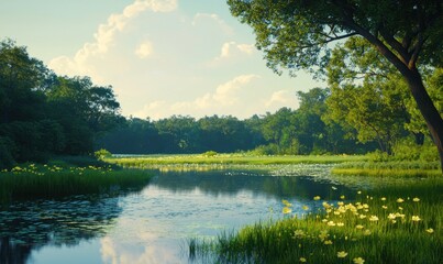 Wetland ecosystem exploration nature landscape serenity