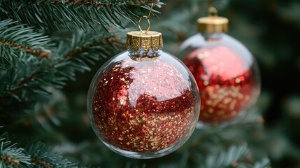 Festive Christmas tree ornament with a shining star. Cozy home interior with warm atmosphere, perfect for celebrating Christmas and New Year's Eve.