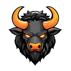 Fototapeta premium Angry Black Bull Head Logo. Concept of Strength, Power, and Aggression.