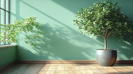 Green Room Plants Sunlight Wooden Floor Window