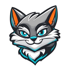 Cute Cartoon Wolf Mascot Head.  Animal Mascot Design.