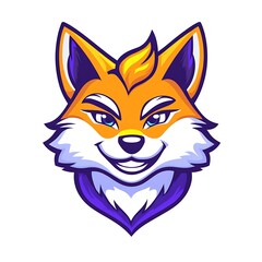 Fototapeta premium Cute Cartoon Fox Mascot Head. Friendly Animal Logo Design.