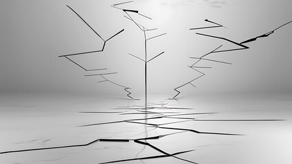 Abstract White Surface With Black Crack Lines