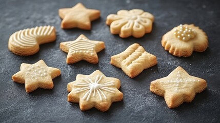 Fototapeta premium christmas cookies in different shapes concept with copy space