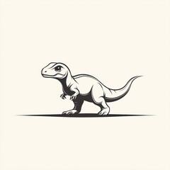 Obraz premium Vector drawing of dinosaur, walking, outlined.