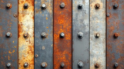 Fototapeta premium Rusted Metal Plates With Hex Bolts Pattern