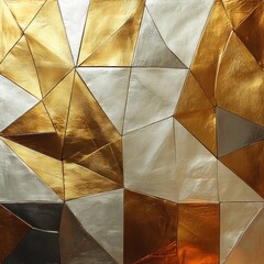 Gold and white mosaic with triangles and squares