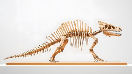A skeleton of a Kuruwaosaurus, with its small body and spiky features, set against a white background