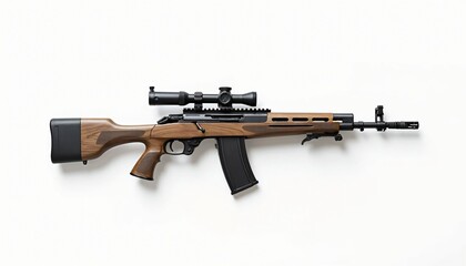 T5000 Sniper Rifle with Scope Wooden Stock Top View