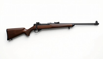 Remington700 Rifle Wooden Stock Black Barrel Firearms Sport Shooting Weapon Gun Isolated White