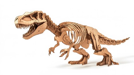 Fototapeta premium A fully assembled skeleton of a Tyrannosaurus rex, with detailed bones and teeth, displayed on a white background