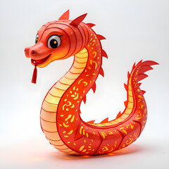 Fototapeta premium Vibrant cultural dragon lantern with intricate details and glowing features, photograph of festival decoration concept.