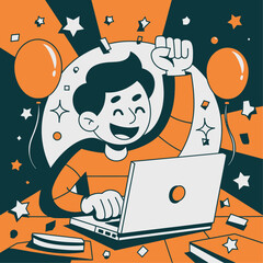 Flat illustration showing digital icons using various technologies in telecommunications