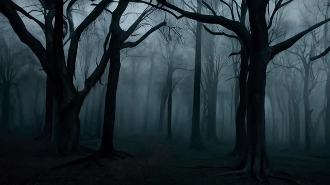 dark forest in the night, forest in the night, forest with fog video