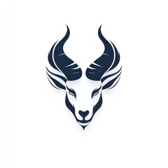 Stylized antelope head, dark blue silhouette on white.