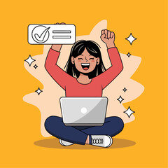 Flat illustration showing digital icons using various technologies in telecommunications