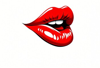 Sexy Red Lips Kiss Mouth Open Beauty Glamour Illustration Graphic Design Romance Passion Sensual