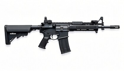 Black AR 15 Rifle Modern Firearm Military Weapon Studio Shot