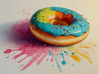 donut with sprinkles on drawing