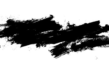 Obraz premium Bold Black Brushstroke Grunge Rectangle, Rough black brushstroke in a rectangular shape on white background, ideal for grunge design, abstract art, or creative layouts.