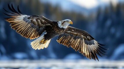 Naklejka premium Soaring eagle with the quote Push your limits representing freedom and ambition