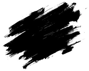 Bold Black Brushstroke Grunge Rectangle, Rough black brushstroke in a rectangular shape on white background, ideal for grunge design, abstract art, or creative layouts.

