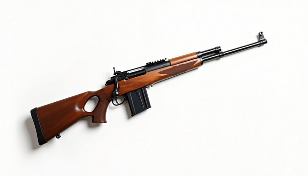 Kar98 sniper rifle High angle view of a wooden and black rifle on white background