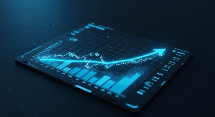 Digital Tablet Showing Stock Market Growth Financial Chart Business Data Analytics