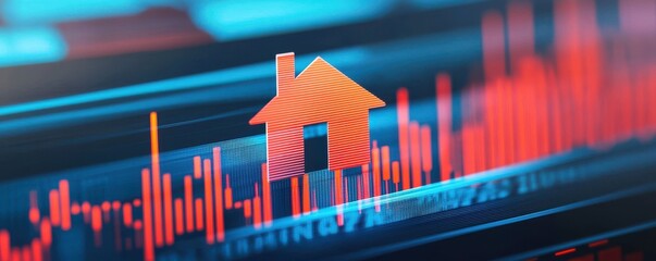 Home loan amortization concept. Real estate market trends analysis digital environment infographic data visualization global insights